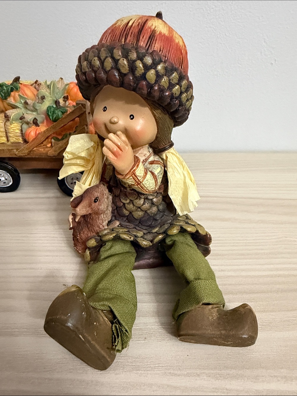 Vintage Acorn Girls & Wagon Thanksgiving Shelf sitter set - Picture 6 of 9